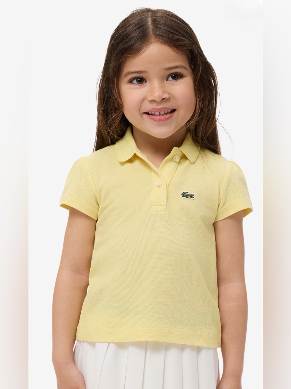 LACOSTE Girls’ Scalloped Collar Pique Polo - 6